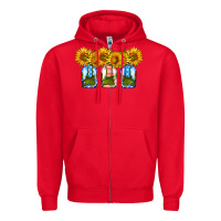Red american sunflower mason jar Zipper Hoodie - HRA Design Shop
