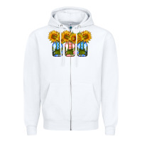 White american sunflower mason jar Zipper Hoodie - HRA Design Shop