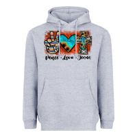 Heather Grey peace love jesus Heavyweight Hoodie - JahusDesignShop
