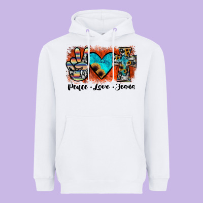 Peace Love Jesus Heavyweight Hoodie Designed By Jahusdesignshop