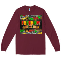Burgundy juneteenth freedom 1865 Long Sleeve Tee - Zillion Design Studio