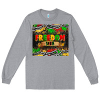 Heather Grey juneteenth freedom 1865 Long Sleeve Tee - Zillion Design Studio