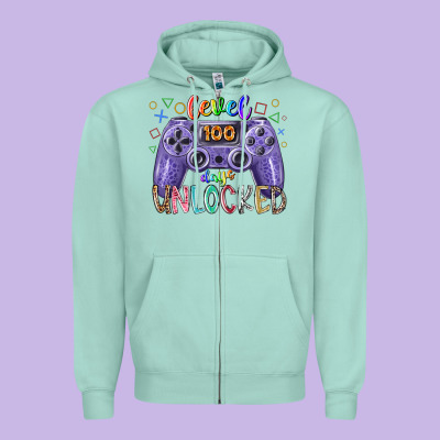 Level Days Unclocked Zipper Hoodie Designed By Racoondesign