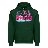 Forest Green hello winter pink snowman Urban Hoodie - MaliasSmallBusiness