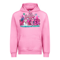 Fuchsia Pink hello winter pink snowman Urban Hoodie - MaliasSmallBusiness