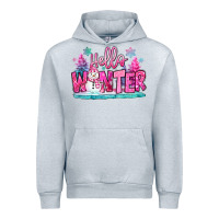 Heather Grey hello winter pink snowman Urban Hoodie - MaliasSmallBusiness