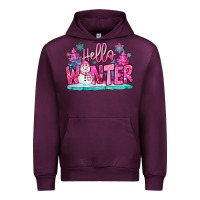 Mauve Wine hello winter pink snowman Urban Hoodie - MaliasSmallBusiness