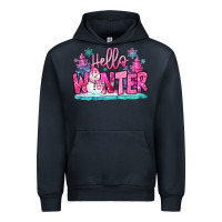Navy hello winter pink snowman Urban Hoodie - MaliasSmallBusiness