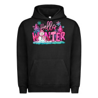 Pigment Black hello winter pink snowman Urban Hoodie - MaliasSmallBusiness