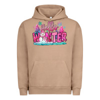 Pigment Burro hello winter pink snowman Urban Hoodie - MaliasSmallBusiness