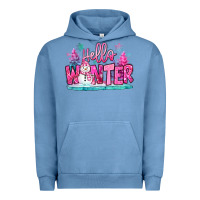 Pigment Pebble Blue hello winter pink snowman Urban Hoodie - MaliasSmallBusiness