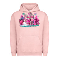 Pigment Salmon hello winter pink snowman Urban Hoodie - MaliasSmallBusiness