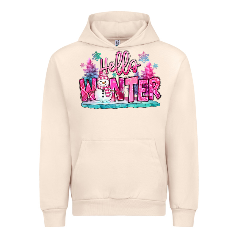 Hello Winter Pink Snowman Urban Hoodie by MaliasSmallBusiness | Teevron
