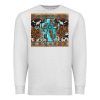 Oatmeal Heather gemstone leopard cross Premium Sweatshirt - AdoDesignShop