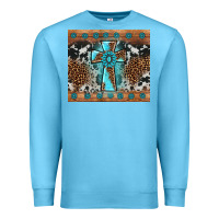 Ocean Blue gemstone leopard cross Premium Sweatshirt - AdoDesignShop
