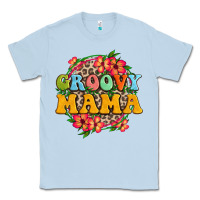 Dusty Blue groovy mama Classic Tee - Zillion Design Studio