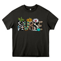 Asphalt nurse leopard and cowhide Heavy Core Tee - CowhideDigitalArt