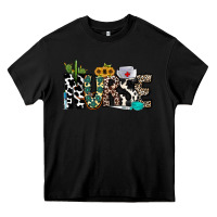 Black nurse leopard and cowhide Heavy Core Tee - CowhideDigitalArt