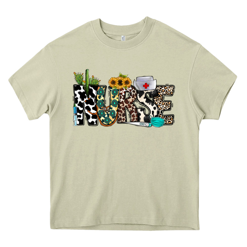Nurse Leopard And Cowhide Heavy Core Tee by CowhideDigitalArt | Teevron