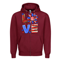 Burgundy love america sunflower Zipper Hoodie - HRA Design Shop