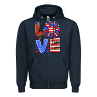 Navy love america sunflower Zipper Hoodie - HRA Design Shop