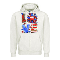 Oatmeal Heather love america sunflower Zipper Hoodie - HRA Design Shop