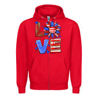 Red love america sunflower Zipper Hoodie - HRA Design Shop