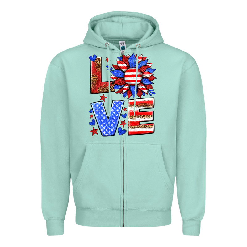 Love America Sunflower Zipper Hoodie by HRA Design Shop | Teevron