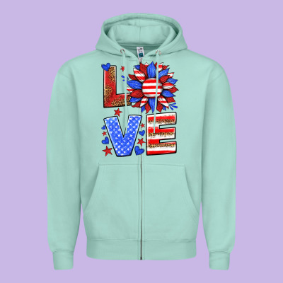 Love America Sunflower Zipper Hoodie Designed By Hra Design Shop