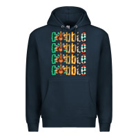 Navy Gobble till you wobble Thanksgiving turkey Premium Hoodie - NancyCooperArtShop