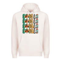 Pale Pink Gobble till you wobble Thanksgiving turkey Premium Hoodie - NancyCooperArtShop
