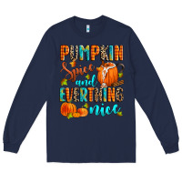 Navy pumpkin spice and everthing nice Long Sleeve Tee - Zillion Design Studio