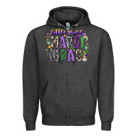 Charcoal Heather little miss mardi gras Zipper Hoodie - RacoonDesign