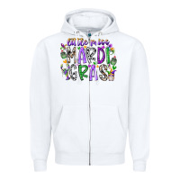 White little miss mardi gras Zipper Hoodie - RacoonDesign