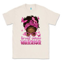 Afro Messy Bun Breast Cancer Warrior Classic Tee | Teevron