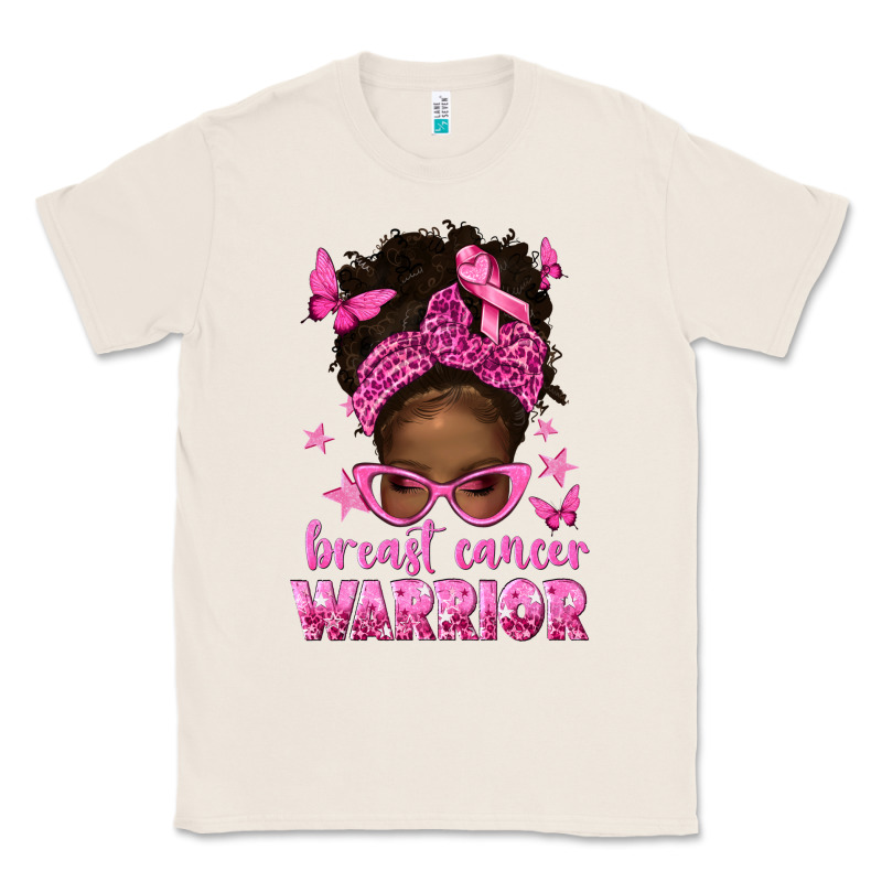 Afro Messy Bun Breast Cancer Warrior Classic Tee by texasbilliewilder | Teevron