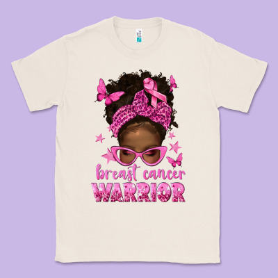 Afro Messy Bun Breast Cancer Warrior Classic Tee Designed By Texasbilliewilder