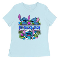Baby Blue preview flower stitch blue preschool Ladies Tee - AdoDesignShop