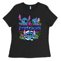 Black preview flower stitch blue preschool Ladies Tee - AdoDesignShop