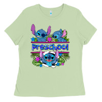 Matcha preview flower stitch blue preschool Ladies Tee - AdoDesignShop