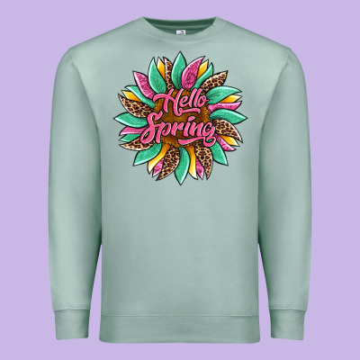 Hello Spring Sunflower Premium Sweatshirt Designed By Artiststas