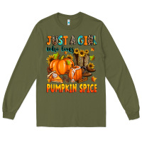 Army Green just a girl who loves pumpkin spice Long Sleeve Tee - Zillion Design Studio