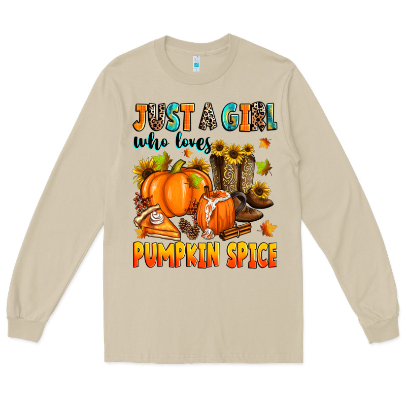 Just A Girl Who Loves Pumpkin Spice Long Sleeve Tee by Zillion Design Studio | Teevron