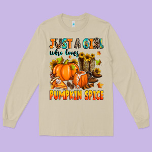 Just A Girl Who Loves Pumpkin Spice Long Sleeve Tee Designed By Zillion Design Studio