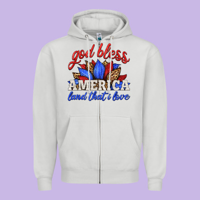 God Bless America Land That I Love Zipper Hoodie Designed By Hra Design Shop