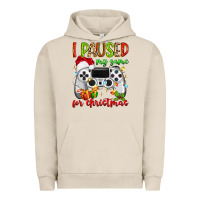 Pigment French Oak i paused my game for christmas Urban Hoodie - MaliasSmallBusiness