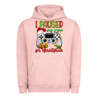 Pigment Salmon i paused my game for christmas Urban Hoodie - MaliasSmallBusiness
