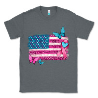 Charcoal Heather American flag breast cancer with ribbon Classic Tee - texasbilliewilder
