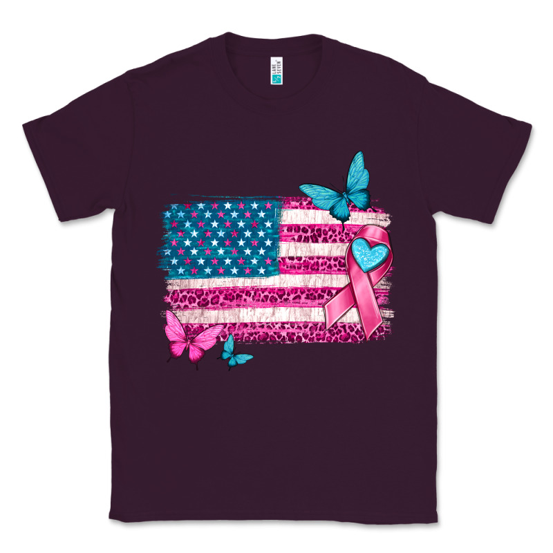 American Flag Breast Cancer With Ribbon Classic Tee by texasbilliewilder | Teevron