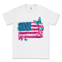White American flag breast cancer with ribbon Classic Tee - texasbilliewilder